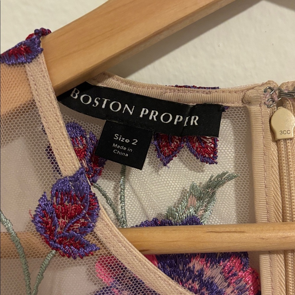 Boston Proper Embroidered Floral Midi Dress Size 2 - Picture 5 of 13